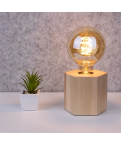 LAMPADA DA TAVOLO  ONLI "FOFI" ROTONDA LEGNO DI ROVERE, E27